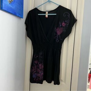 Black XXL shirt with plunging neckline